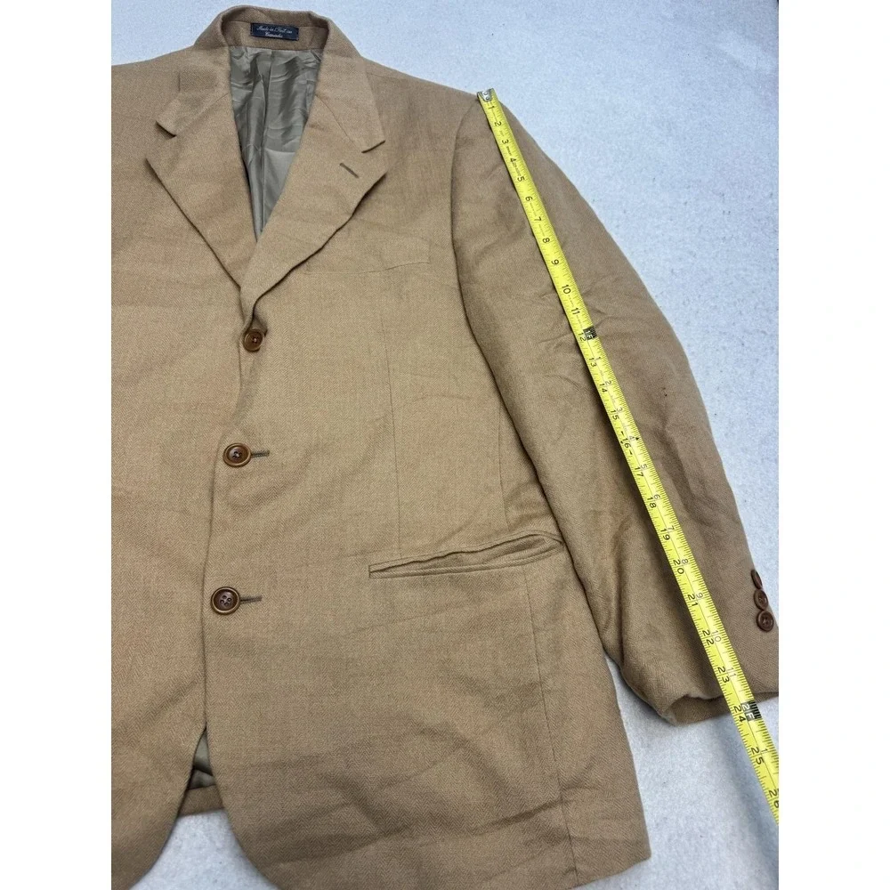 Saks Fifth Avenue Loro Piano Blazer Mens 38 Beige Herringbone 100% Camelhair